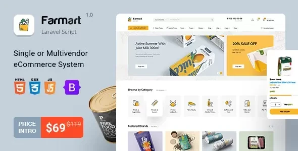 Farmart v1.23.9 - Single or Multivendor Laravel eCommerce System
