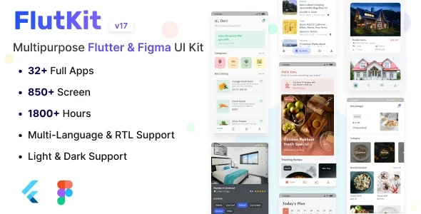 FlutKit v17.0 - Flutter & Figma UI Kit