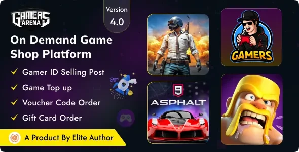 Gamers Arena v4.1 - Digital Online Game Store, Game Top Up, Voucher & Gamer ID Selling Tools