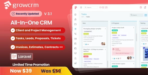 Grow CRM v3.1 - Laravel Project Management