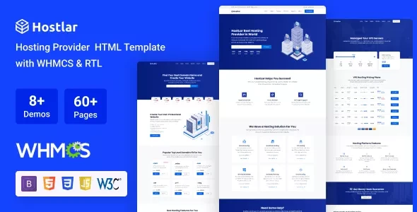 Hostlar v10.10.0 - Domain Hosting Provider HTML Template with WHMCS and RTL