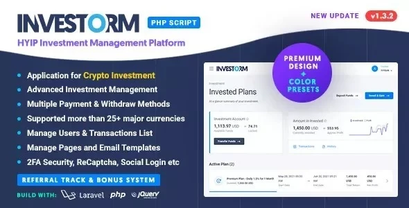 Investorm v1.5.2 - Advanced HYIP Investment Management Platform