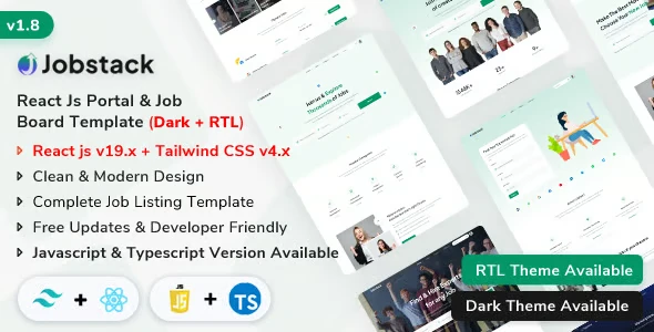 Jobstack v1.8 - React Js Job Portal & Job Board Template (Javascript + Typescript)