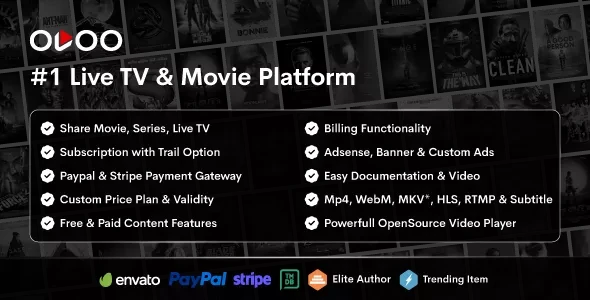 OVOO v3.3.3 - Live TV & Movie Portal CMS with Membership System
