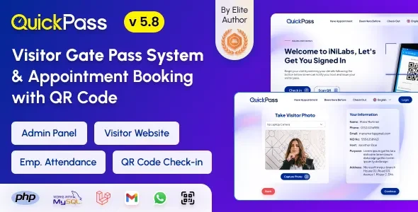 QuickPass v5.8 - Appointment Booking & Visitor Gate Pass System with QR Code