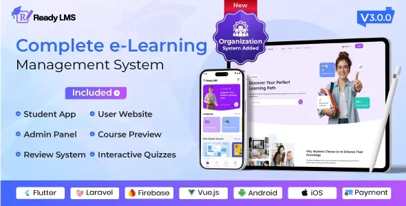Ready LMS v3.1.0 - Complete Learning Management System Websites, Mobile App with Admin Panel