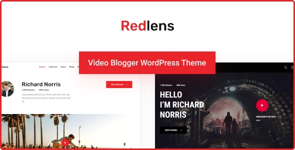 Redlens v1.3.5 - Video Blogger and Game Streamer Theme