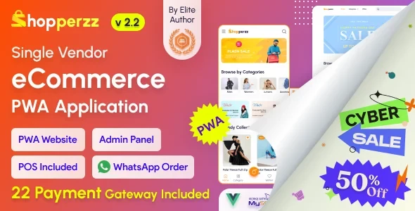 Shopperzz v2.2 - PWA eCommerce CMS with POS & WhatsApp Ordering