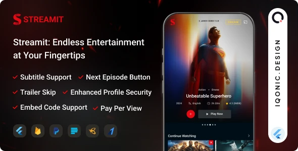 Streamit v2.3.0 - OTT Live Video Streaming App Built with Flutter