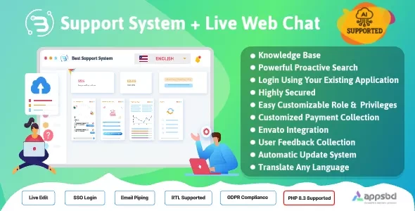 Support System v4.1.7 - Live Web Chat & Client Desk & Ticket Help Desk