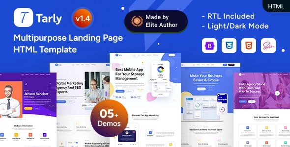 Tarly v1.0.1 - Multipurpose Landing Page Bootstrap 5 Template