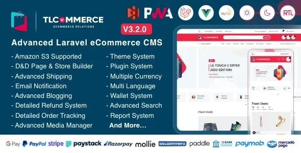 TLCommerce v3.2.0 - Laravel & VueJS Powered Ecommerce CMS with PWA