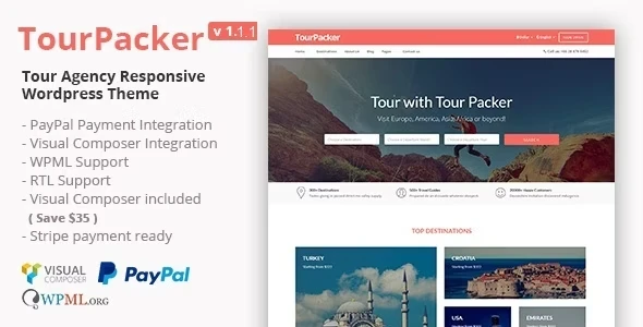 Tour Packer v2.0 - Agency WordPress Theme