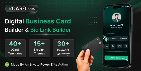 vCard SaaS v7.0 - Digital Business Card Builder - Bio Links Builder
