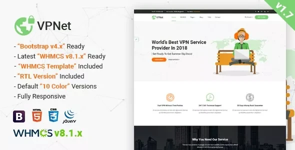 VPNet v1.7 - Multipurpose VPN and Cloud Service Template with WHMCS