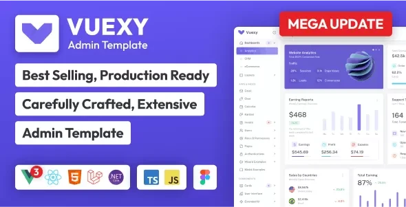 Vuexy v10.11.1 - Vuejs, Nuxt, React - Next.js, HTML, Laravel, Asp.Net & Django Admin Dashboard Template