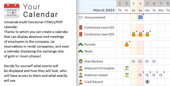 Your Calendar - Universal Multi-functional, Team, Rental Calendar