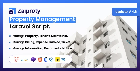  Zaiproty v4.6 - Property Management Laravel Script