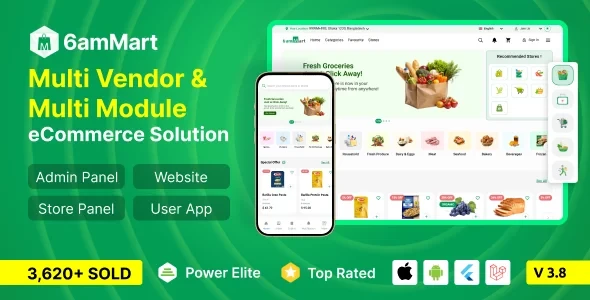 6amMart v4.0 - Multivendor Food, Grocery, eCommerce, Parcel, Pharmacy Delivery App with Admin & Website