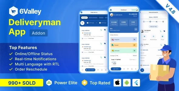 6Valley eCommerce v4.8 - Delivery Man Flutter App