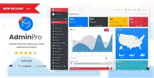 AdminPro v2.1 - Login + Multi User Management + Codeigniter + Roles & Permission + Bootstrap 4 + AdminLTE