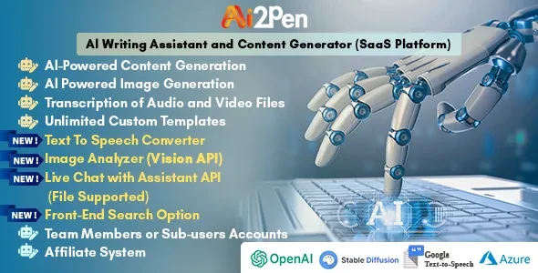 Ai2Pen v6.5 - AI Writing Assistant and Content Generator (SaaS Platform)
