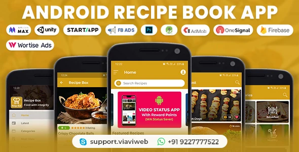Android Recipe Book App v2.4 - Cooking,Chef,Healthy Food, Admob with GDPR