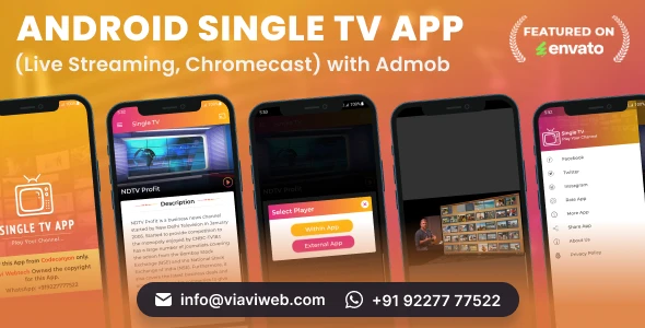 Android Single TV App (Live Streaming, Chromecast) with Admob v1.6