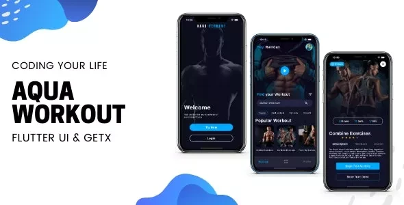 Aqua Workout (Fitness) App - Flutter UI Kit Only