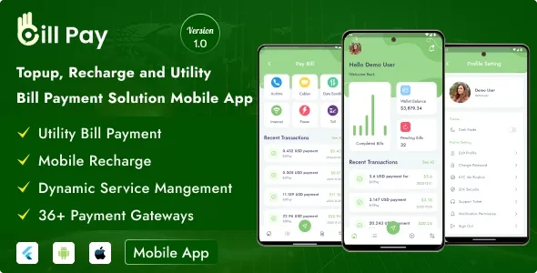 Bill Pay v2.1 - Topup, Recharge And Utility Bill Payment Mobile App