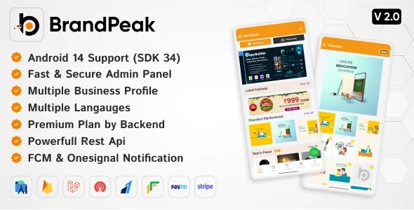 BrandPeak v2.2 - Festival Poster Maker, Business Post, Political Post Maker App