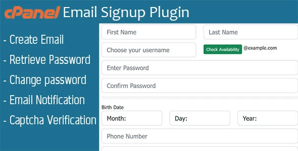 Cpanel Email Signup Plugin v4.1
