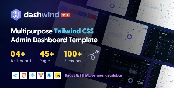 DashWind v1.1.0 - React, Vue, Laravel & HTML Tailwind Admin Dashboard Template