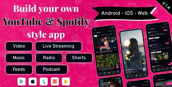 DTTube v1.4.0 - Flutter YouTube Clone Video, Reels, Music, Podcast, Live Streaming App