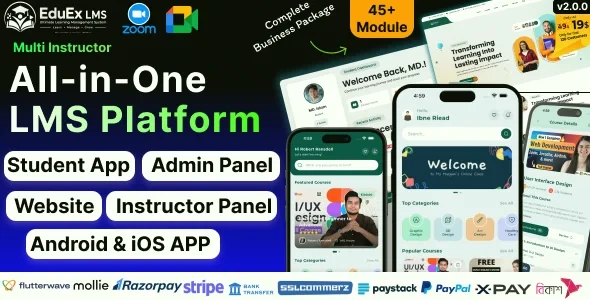 EduEx v2.0.0 - The Ultimate Learning Management System (LMS) with Flutter Mobile App