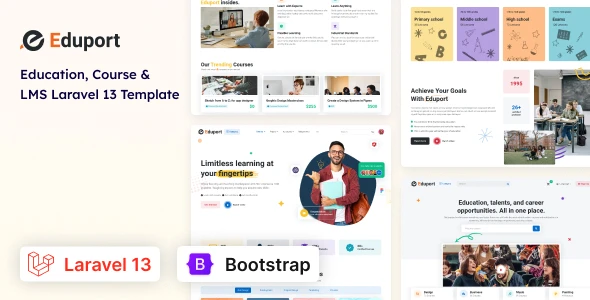 Eduport v1.1.0 - Laravel 13 LMS, Education and Course Template