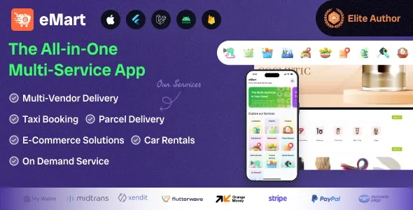 eMart v6.8 - Multivendor Food, On-demand, eCommerce, Parcel, Taxi Booking, Car Rent App with Admin & Web