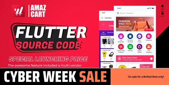 Flutter AmazCart v3.6 - Ecommerce Flutter Source code for Android and iOS