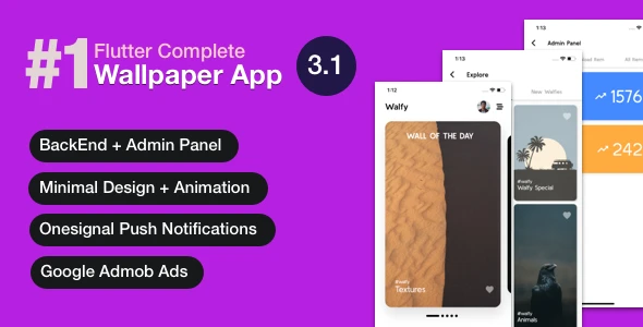 Flutter Wallpaper App for Android v3.0.1 - Full App + Admin Panel