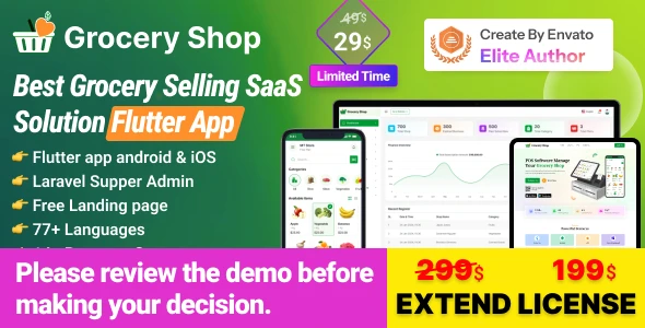 Grocery Shop v1.1 - Grocery Selling Flutter App with Admin panel SAAS
