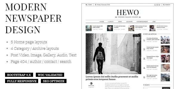 Hewo v3.0.0 - Modern Newspaper Magazine Blog HTML Template