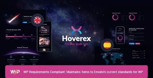 Hoverex v1.5.12 - Cryptocurrency, NFT & ICO WordPress Theme + Spanish
