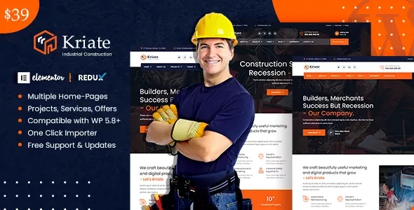 Kriate v1.2.9 - Industrial Construction Multipurpose WordPress Theme