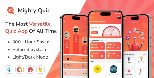 MightyQuiz - Flutter Online Quiz App with Firebase Backend + Admin Panel