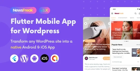 Newsfreak v3.0.0 - Flutter Mobile App for WordPress
