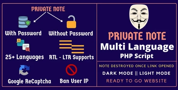Privy - Private Note Multi Language PHP Script