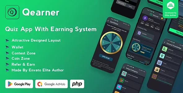 Qearner v2.0.5 - Quiz App | Android Quiz game with Earning System + Admin Panel