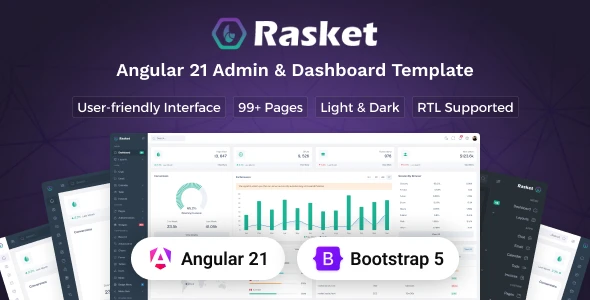 Rasket v1.1.0 - Angular 21 Admin Dashboard Template