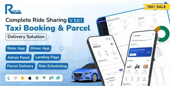 ReadyRide v3.1.0 - Complete Ride Sharing Rider & Driver Mobile Apps with Web Admin Panel