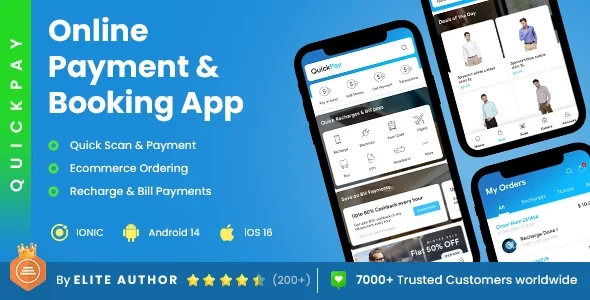 Recharge Ticket Booking & Bill Online Payment Android App v3.0 + Online Payment iOS App Template, IONIC 6